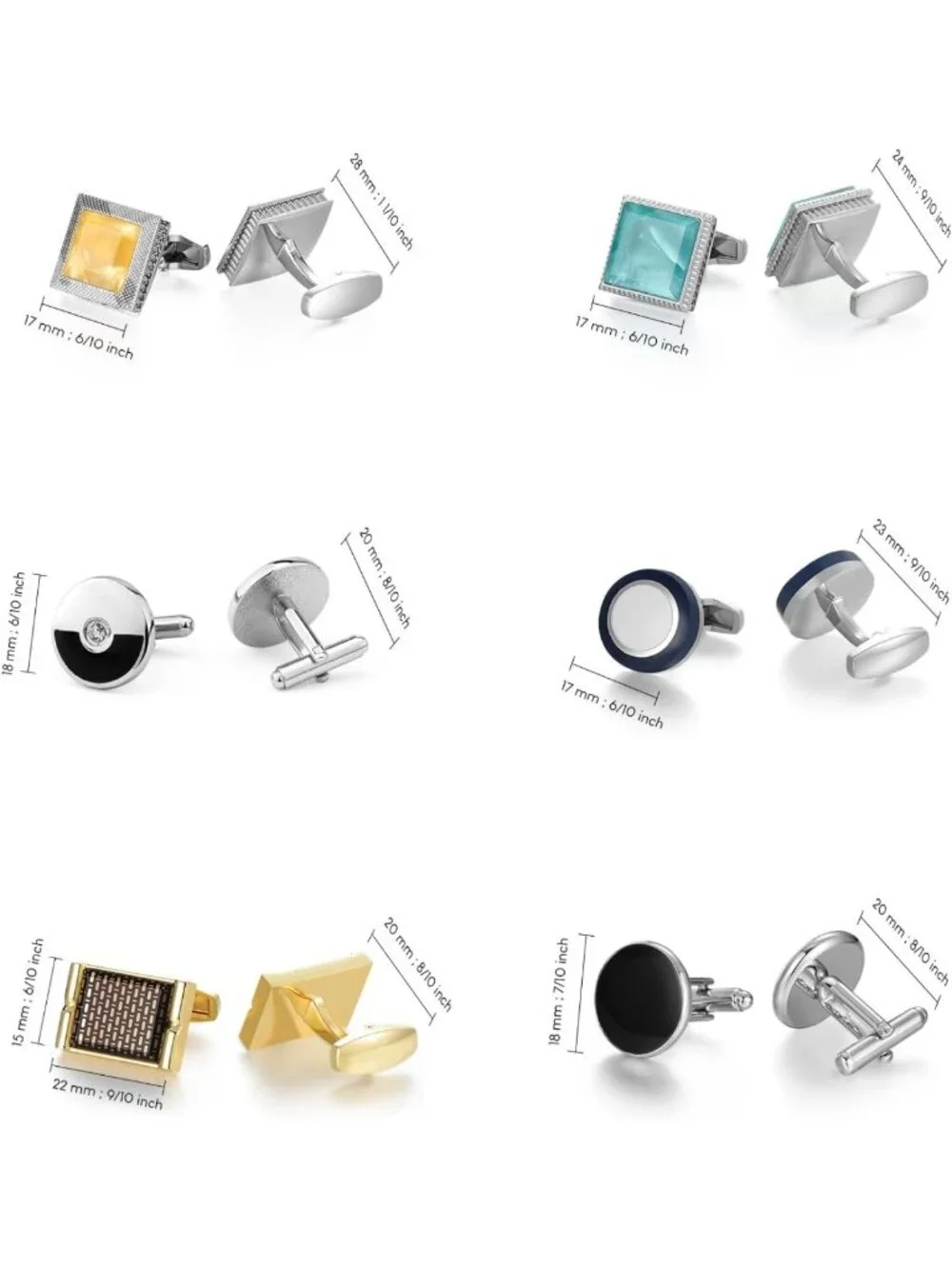 Men's Cufflinks Set - 12 Pack Elegant Jewelry Gift for Shirts, Stylish Case